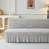 halpa Futon sohva kansi-2 eri kokoa hameen helmatyylinen jacquard-kangas käsinojaton vuodesohvan päällinen sohvan uudenvuoden koristepäälliset joustava suoja joustava penkin päällinen