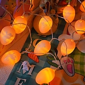 tanie Łańcuchy świetlne baterii-Wielkanocne lampki choinkowe zasilane bateryjnie, dekoracje LED, wiosenne lampki choinkowe do domu, do wewnątrz i na zewnątrz, do koszyka wielkanocnego, na imprezę, do sypialni, na sezon