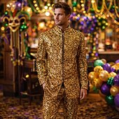 abordables Tapas-Disco Años 80 Abrigo Disco Lentejuelas Disfraz Hombre Víspera de Todos los Santos Mascarada Discoteca Fiesta Desfile del orgullo Adulto Chaqueta Otoño invierno
