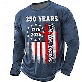  4η Ιουλίου 2026 250η Ημέρα Μνημοσύνου Ανδρικό 3D Εκτύπωση Στρογγυλή Λαιμόκοψη Μακρυμάνικο T-Shirt Καθημερινό