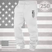 billiga Joggingbyxor-Herr Joggingbyxor Joggare Långbyxor Snörning Ficka Elastisk midja Landsflagga Komfort Andningsfunktion Dagligen Utomhus Amerikas 250-årsjubileum Semester Mode Vit Vin Microelastisk