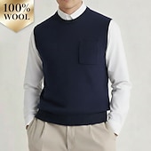 economico Maglioni di lana da uomo-maglione girocollo da uomo in pura lana e cashmere di alta qualità, classico, morbido, caldo e traspirante