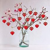 cheap Valentine's Day-24 Pack Valentine's Day Heart Ornaments, Red and Gold Shiny &amp; Matte Finish, Hanging Heart Decorations for Anniversary, Mother's Day, Christmas Tree Decor