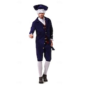  250. rocznica USA Rokoko Barok Stroje Długie rękawy George Washington Kolonialne Wojna o niepodległość Strój na bal maskowy Męskie Karnawał Dzień Niepodległości 4 lipca Doroślu Płaszcz Spodnie