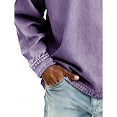 billiga grundläggande t-shirts-SoftFade™ Herrs T Skjorta Henley Skjorta Denim Skjorta 100% Bomull Syra Tvättad Skjorta Tee Topp Lång Ärmd Enkel Vintage Streetwear Avslappnad Färgad Tvättad Raglanärmar Stående Krage Henley Sport