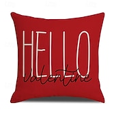 baratos Cuscini, inserti e coperture-Valentine's Day Throw Pillow Cover, Holiday Letter Print Cushion for Sofa, Home Decor, Cozy Decorative Pillow for Living Room, Bedroom, and Office