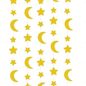 olcso Ramadán és Eid-3 méteres ramadan eid csillogó hold és csillag girland, csillogó függő banner iszlám fesztiválra, ramadan mubarak faldekoráció, közel-keleti ünnepi partidekorációk