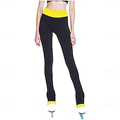 お買い得  フィギュアスケート用パンツとレギンス-フィギュアスケートパンツ レディース 女子 アイススケート ボトムス ブラック ストレッチ トレーニング 競技 スケートウェア 保温 暖かい クリスタル/ラインストーン アイススケート フィギュアスケート