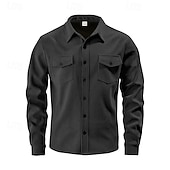 abordables camisa con botones para hombre-Hombre Camisa Camisa casual Camisa de playa Camisa de Pana Abotonar la camisa Negro Marrón Verde Ejército Albaricoque Gris Manga Larga Color sólido Diseño Diario Vacaciones Bolsillo Ropa Moda Casual