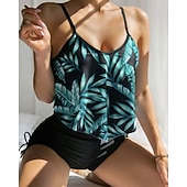 tanie Tankini i bikini do surfingu-Damskie Strój kąpielowy Tankini 2-częściowa Tropikalny Ultra lekki (UL) Elastyczny Bez rękawów Kąpielówki Surfing Nurkowanie z rurką Lato