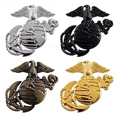  Lot de 4 emblèmes de voiture du Corps des Marines des États-Unis – Autocollant métallique 3D aigle globe ancre, autocollant militaire résistant aux intempéries, compatible avec voitures et camions,