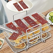 baratos Grills &amp; Outdoor Cooking-Grelha desidratadora multicamadas em aço inoxidável, acessórios para fritadeira a ar de 3 níveis, grelha removível para secagem e cozimento a vapor, ideal para assar e cozinhar em fritadeira a ar e