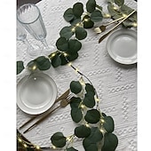 cheap Battery &amp; USB Indoor Lights-Eucalyptus leaves, olive leaves, simulated leaves, rattan strips, light string, 1.8M-96Leds, AAA waterproof timed battery box, holiday wedding party, indoor and outdoor atmosphere decoration props