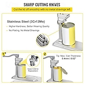 cheap Kitchen Set-Commercial Can Opener, 18.9 Inches Long, Manual Stainless Steel for Cans Up to 11.8 Inches High, Fixed with Clamp or Screws, Ergonomic Rotating Handle and a Spare Blade