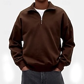 cheap Basic Sweatshirts-Men's Sweatshirt Pullover Hoodie Sweatshirt Quarter Zip Sweatshirt White Purple Standing Collar Plain Quarter Zip Casual Daily Sports &amp; Outdoor Streetwear Cool Sportswear Spring &amp;  Fall Clothing