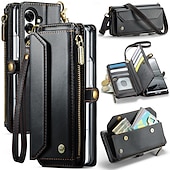 cheap Samsung Cases-Phone Case For Samsung Galaxy Z Fold 7 Wallet Case with Lanyard with Wrist Strap Kickstand TPU PU Leather