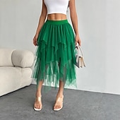 Χαμηλού Κόστους Κάτω-Φανταστική φορεσιά Φούστα από τούλι Ρετρό / Βίντατζ Δεκαετία '80 Πολυεπίπεδο High Low Φουσκωμένος Ενηλίκων Γυναικεία Απόκριες Πάρτι Επίδοση Χορός Μπαλέτο Ντύνομαι