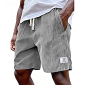 cheap Casual Shorts-Men's Shorts Casual Shorts Corduroy Shorts Pocket Elastic Waist Plain Breathable Knee Length Outdoor Vacation Daily Wear Vacation Fashion White Navy Blue Micro-elastic