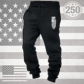 billiga Joggingbyxor-Herr Joggingbyxor Joggare Långbyxor Snörning Ficka Elastisk midja Landsflagga Komfort Andningsfunktion Dagligen Utomhus Amerikas 250-årsjubileum Semester Mode Vit Vin Microelastisk