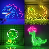 levne Dekorativní světla-dinosaurus ještěrka kreslený led neonový nápis stmívatelný USB napájení pro nástěnnou dekoraci do interiéru ložnice obývací pokoj jídelna herní osvětlení chlapeckého pokoje mužská jeskyně skvělý dárek