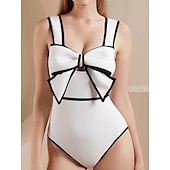 levne Jednodílné plavky-Ženské jednodílné plavky monokini sukně kontrola břicha vysoký pas štíhlé bez zad dovolená plážová móda puntíkované výstřih ve tvaru V bez rukávů