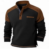 billige Vaffelstrikket T-skjorte-Herre Vaffel T-skjorte T skjorte Vaffel Henley-skjorte Langermet Henley Vinter Vår &amp; Vinter Helfarge Tradisjonell / vintage Ren Avslappet Hjem utendørs Svart Navyblå Grønn Topp T-skjorte for menn