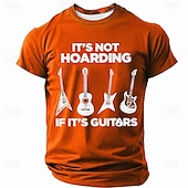 お買い得  音楽と楽器のグラフィックTシャツ-男性用 音楽 面白いスラング Tシャツ 半袖 Tシャツ 3Dプリント クルーネック シャツ ファッション 日常 日常 ストリート ブルー ブラック ルビーレッド 夏 春 衣類 S M L XL XXL XXXL