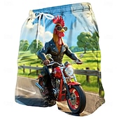  Per uomo Gallo Novità Pollo fresco Costumi da bagno Pantaloncini da mare Pantaloncini da Surf Misura del girovita medio Divertente Camicia hawaiana Vacanza al Mare Tasche Laterali fodera in rete