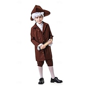  250th Anniversary USA Rococo Baroque Outfits Long Sleeves George Washington Colonial Revolutionary War Costumes Fancy Dress Boys' Carnival Independence Day 4th of July Kid's Coat Pants Collar