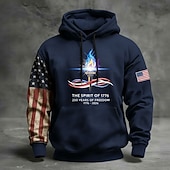 baratos Padrão de Bandeira-250º Aniversário da América Homens Moletom Moletom com capuz Manga Longa Festival Preto Azul Marinha Verde Tropa Cinzento Impressão 3D Inverno Primavera &amp; Outono Designer S M L XL 2XL 3XL