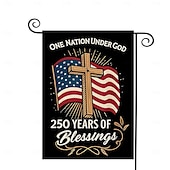 cheap America 250-US 250th Anniversary Blessings America 250 Garden Flag One Nation Under God Patriotic Cross Design Double-Sided Burlap Semiquincentennial Celebration 4th of July Independence Day