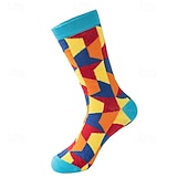 abordables calcetines de hombre-Hombre 5 pares Calcetín Calcetines para correr Calcetines informales Azul Piscina Rojo Color Geométrico Exterior Ropa de calle Vacaciones Medio Todas las Temporadas Moda Ropa de calle
