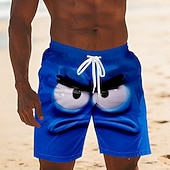  Per uomo Illusione ottica Fantasia "Cartone 3D" Volto umano Costumi da bagno Pantaloncini da mare Pantaloncini da Surf Misura del girovita medio Divertente Camicia hawaiana Vacanza al Mare Tasche
