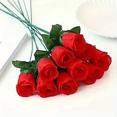 economico Fiore finti-50 mazzi di rose artificiali, rose finte in tessuto per San Valentino, romantiche composizioni floreali finte per l'arredamento del soggiorno, forniture per matrimoni