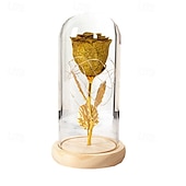 billiga Dekorativa ljus-Moderskapsdag Simulerad Ros LED Dekorativ Nattlampa 21.5 * 11.5CM Gåva till Flickvän Hustru och Mor Glas Lock AAA Batteribox Inomhus Sovrums Ornament Ljus Atmosfärsljus