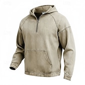 Недорогие мужские базовые толстовки-Муж. Толстовка Толстовка с капюшоном и пуловером Толстовка с капюшоном на молнии Синий Абрикосовый Розовый Военно-зеленный Темно синий Капюшон Полотняное плетение Пэчворк Карман кенгуру