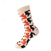 levne pánské ponožky-Pánské 5 párů Ponožky Koşu Çorapları Ponožky pro běžné nošení Vodní modrá Černá Barva Geometrický Venkovní Dovolená Denní nošení Střední Jaro Podzim Módní Šik ven