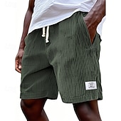 cheap Casual Shorts-Men's Shorts Casual Shorts Corduroy Shorts Pocket Elastic Waist Plain Breathable Knee Length Outdoor Vacation Daily Wear Vacation Fashion White Navy Blue Micro-elastic