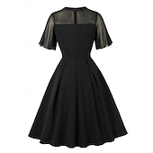 billiga Klänningar-Femtiotal Retro / vintage Klänningar Swing klänning Korta ärmar Ensfärgat Maskeradkläder Dam Karnival Maskerad Dagliga kläder Möhippa Vuxna Klänning