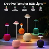 رخيصةأون مصابيح الطاولة-مصباح ليلي RGB قابل للتعديل مع جهاز تحكم عن بعد، مصباح مكتب LED قابل للتعتيم، 3 درجات حرارة لونية، وظيفة مؤقت، جهاز تحكم عن بعد لغرفة النوم، إضاءة محيطة بجانب السرير