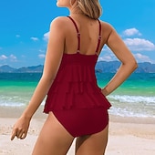 billige Surfing Tankinis og Bikinier-Dame Badedrakt med blomstertrykk To stykke badedrakt Blomstret Ensfarget Tropisk V-hals Midjekontroll Elastisk Ermeløs Badetøy Surfing Strand Ferie Sommer