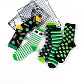 Недорогие мужские носки-Муж. 6 пар Носки Носки для бега Повседневные носки Яблочно-зеленый Зеленый + белый Цвет Полоски Клетчатый Clover на открытом воздухе Отпуск На каждый день Средней плотности Все сезоны