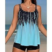 cheap Surfing Tankinis &amp; Bikinis-Women's Bathing Suit 2 Pieces Swimsuits Printed Ultra Light (UL) UV Protection Elastic Sleeveless Swimwear Surfing Snorkeling Summer