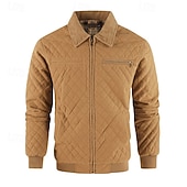 economico Giubbotti e cappotti da uomo-Per uomo Cappotto Invernale Giacca trapuntata Giacca Casual Casuale Quotidiano Calore Termico Tasca Cerniera completa Autunno Inverno Semplice Streetwear Quotidiano Collo ripiegato Regolare Nero