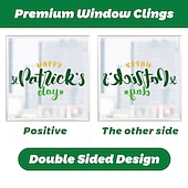  9 Sheets St. Patrick's Day Window Clings, Shamrock Leprechaun Shoe Footprints Gold Coin Static Cling Stickers, Irish Party Decor Glass Decals for Home Store