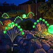 voordelige Landschapsverlichting-2 stuks buitenverlichting op zonne-energie met 8 klavertjes vier, St. Patrick's Day-thema, 76 cm hoog, geschikt voor tuin, gazon, tuinpad, feestdecoratie en een feestelijke sfeer.