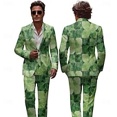 cheap Men's Clothing​-St. Patrick 2026 Shamrock Irish Carnival Pants Suits &amp; Blazers Novelty Funny Adults' Men's Saint Patrick's Day Casual Party Easy Carnival Costume Dress Up