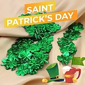  150 db Szent Patrik-napi lóhere konfetti dekoráció, zöld metálfólia lóhere asztali konfetti csillámos szerencsés lóhere lóhere flitter Szent Patrik-napi parti otthoni dekorációhoz, 100 g