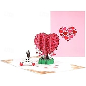 abordables Luces decorativas-Tarjeta 3D en Forma de Corazón Pop Up Regalos Rosados Compromisos Esposa Novio Esposo Novia 1 Tarjeta 1 Sobre