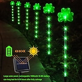 cheap Landscape Lights-St. Patrick's Day Irish 1-to-6 Outdoor Solar Waterproof Shamrock Stake Lights with Green LED, Garden Yard Pathway, Lawn, Festival Party Holiday Decoration, Glow-in-the-Dark